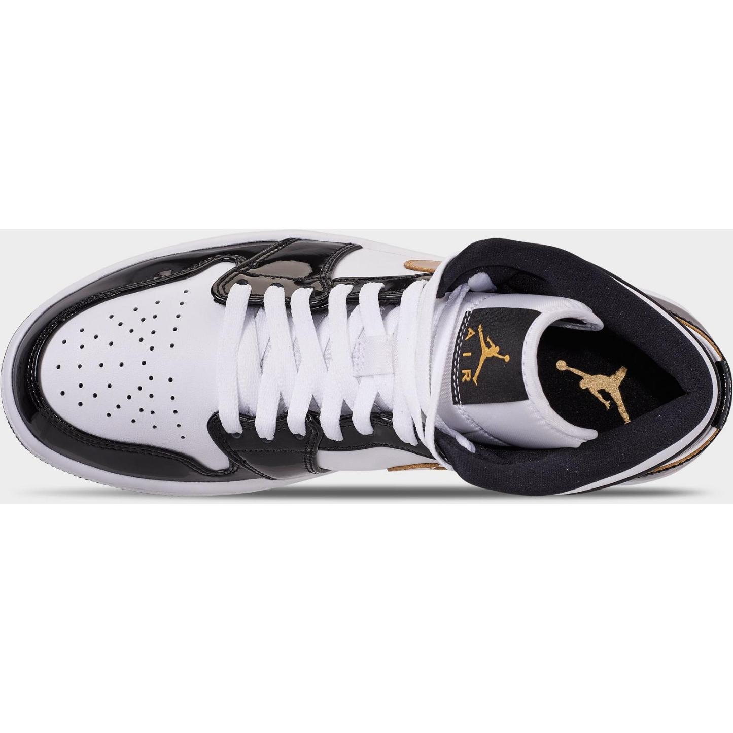 Men's Air Jordan Retro 1 Mid SE Casual Shoes - Black/Metallic Gold/White - view 7