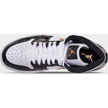 Men's Air Jordan Retro 1 Mid SE Casual Shoes - Black/Metallic Gold/White - view 7