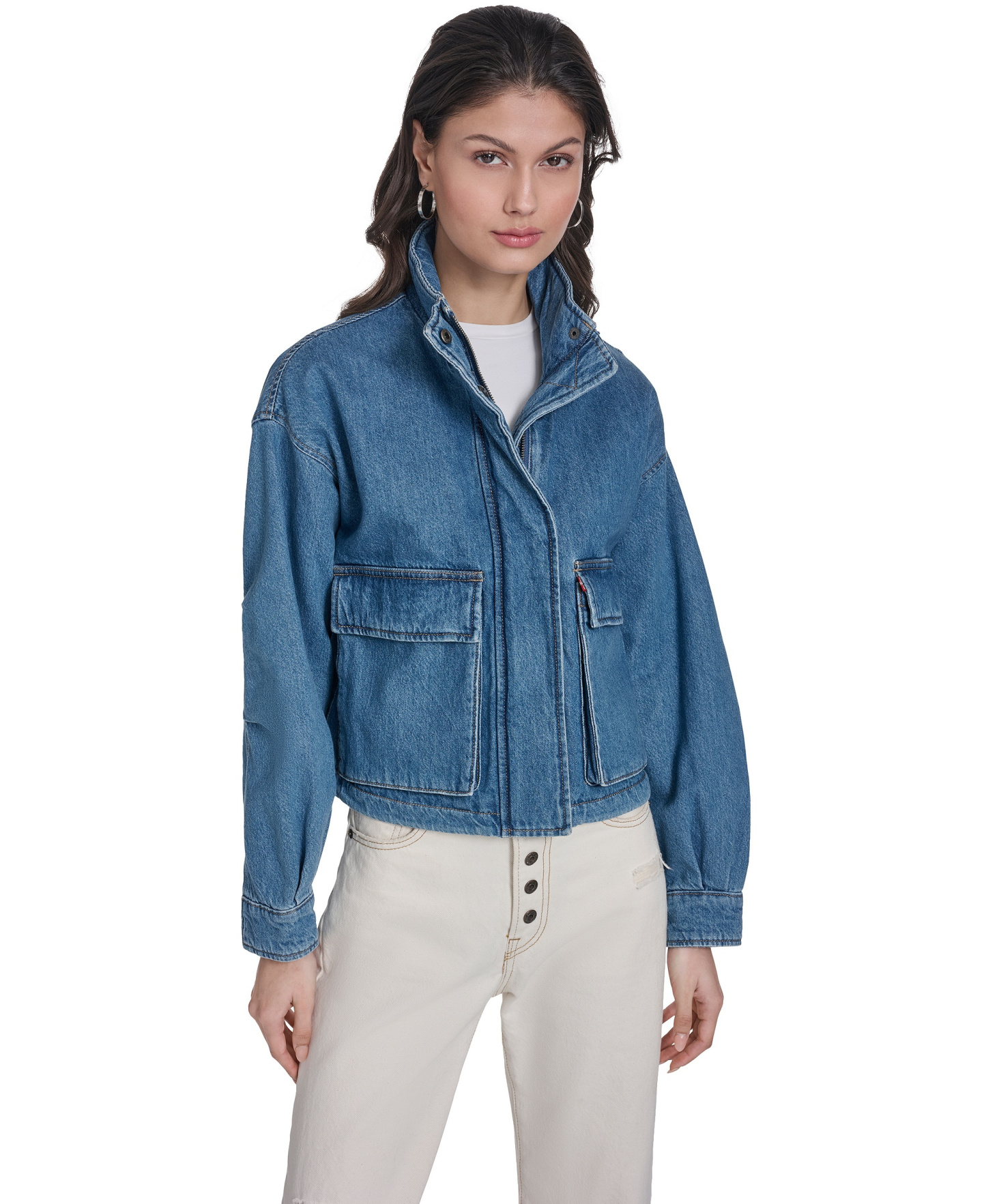 Levi's Women's Cropped Surplus Jacket - Medium Wash Denim