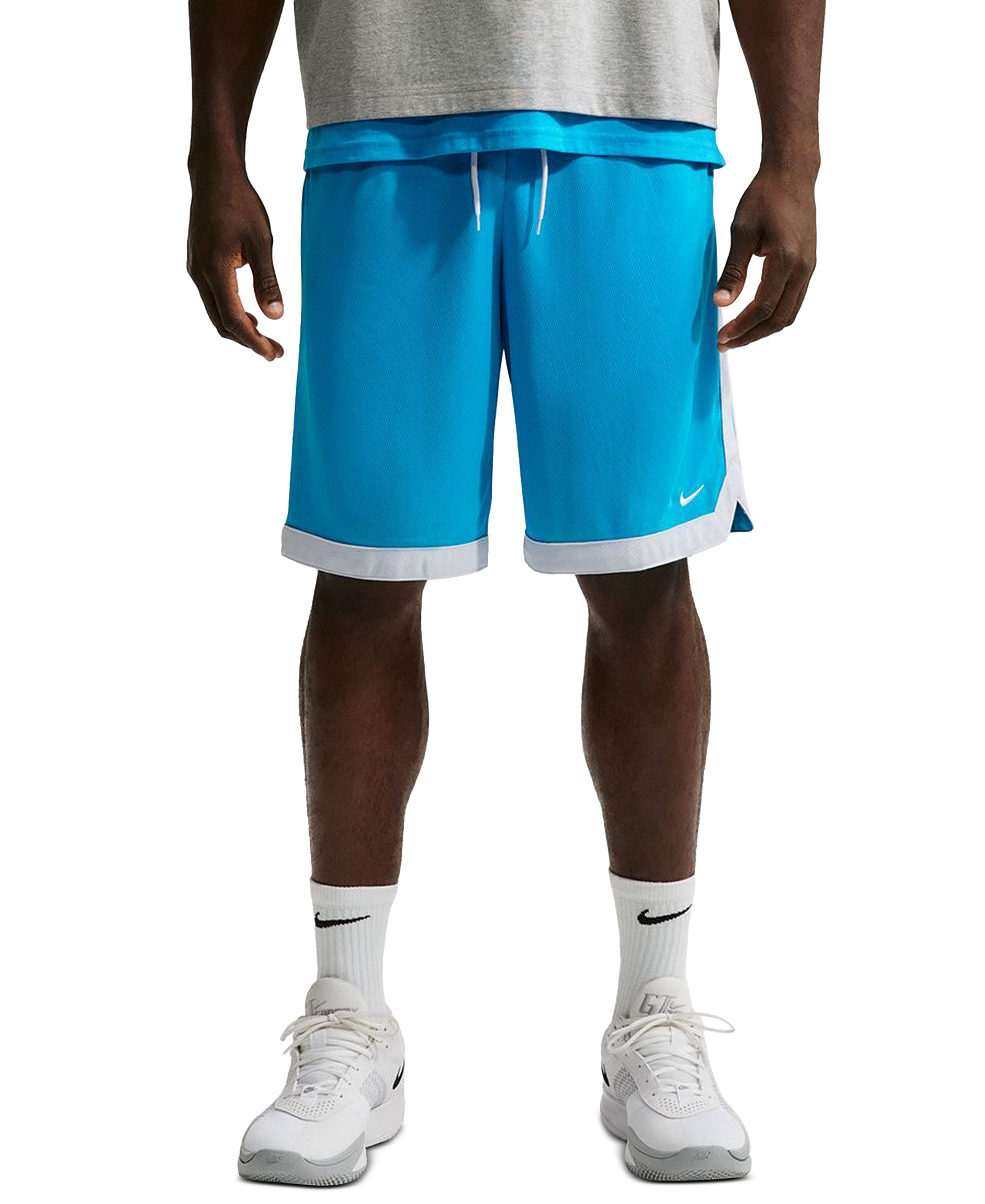 Nike Men's DNA Academy Dri-FIT Basketball Shorts, 11" Inseam - Light Current Blue/Football Grey/White