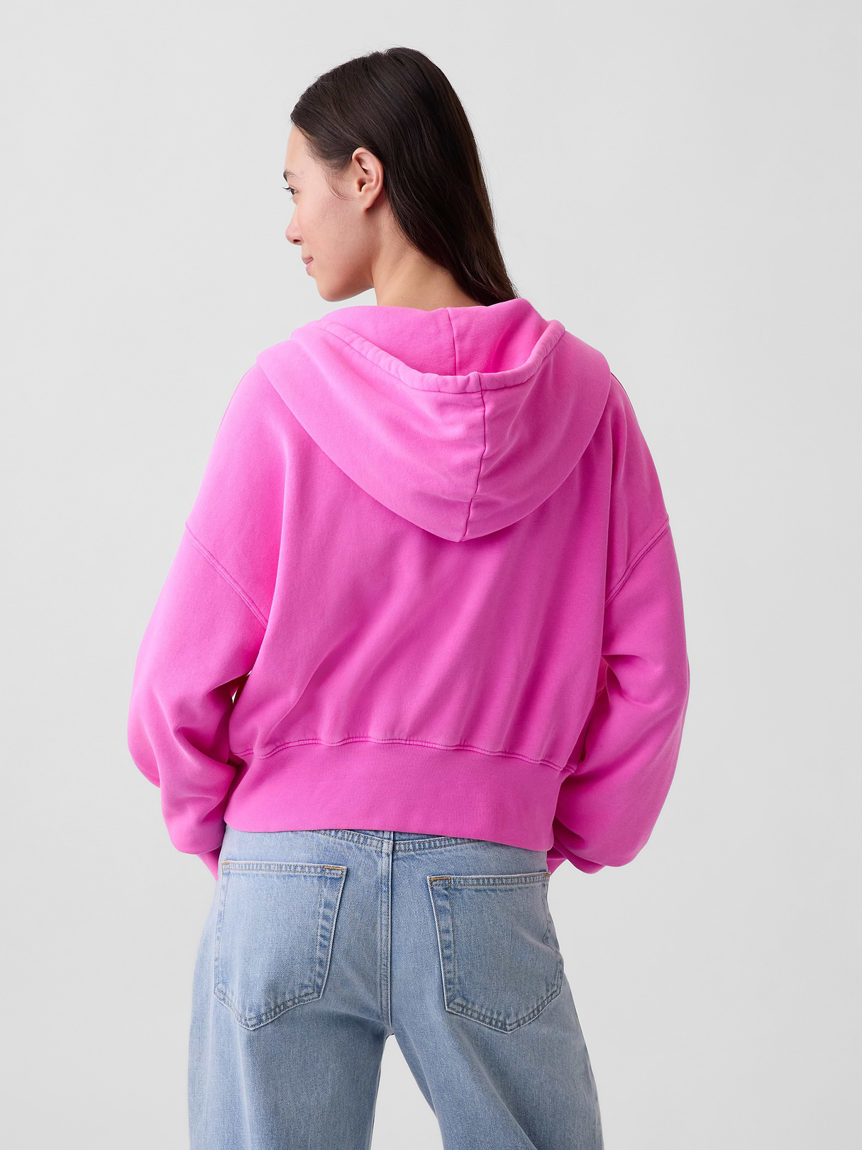 VintageSoft Wedge Zip Hoodie - Sugar plum neon pink