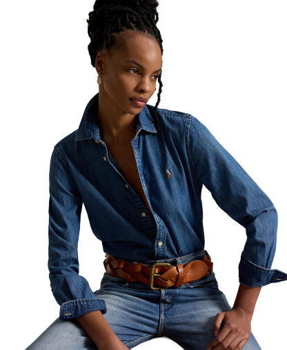 Polo Ralph Lauren Women's Slim-Fit Denim Shirt - Merced Wash