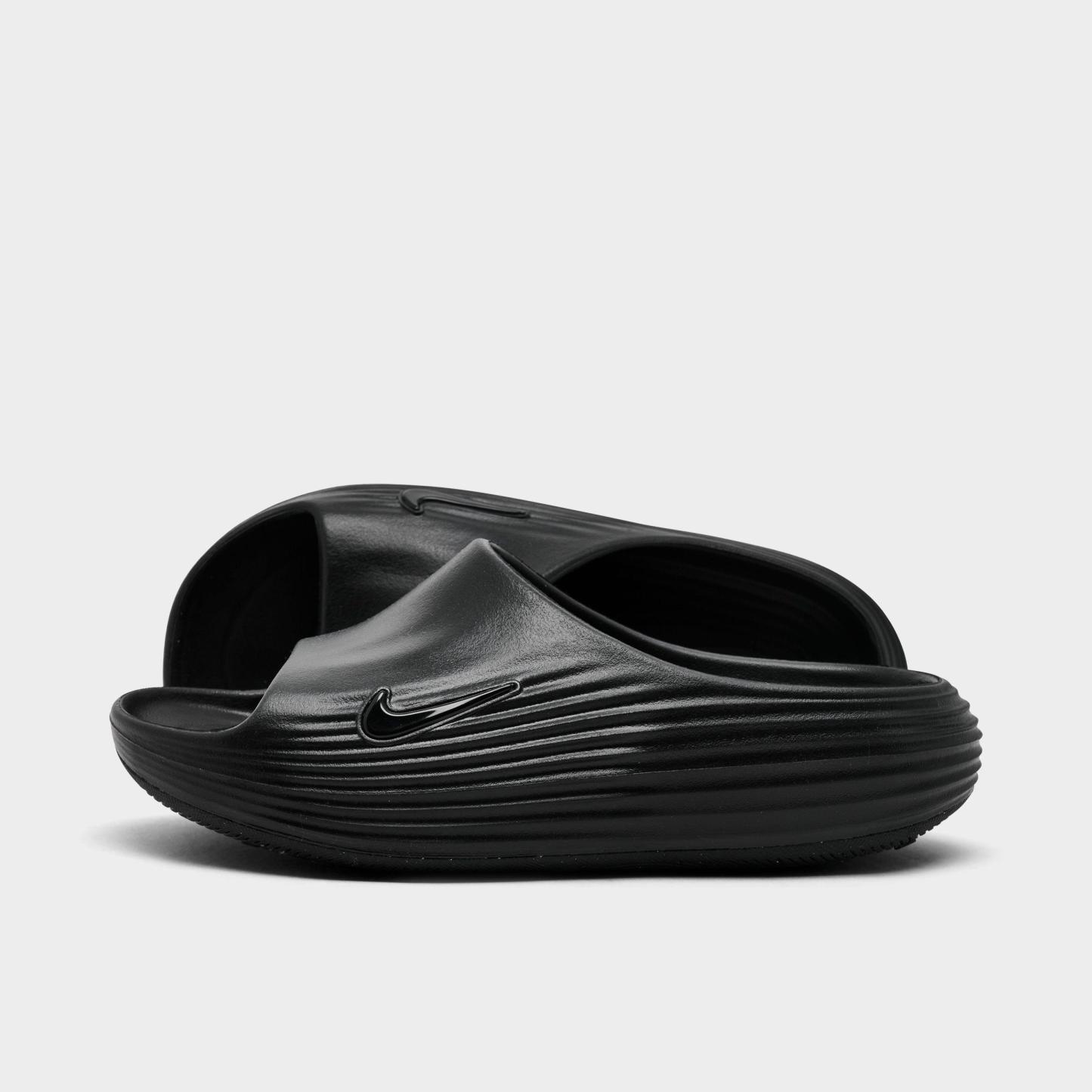 Women's Nithtke ReactX Rejuven8 Slide Sandals - Black/Black/Black - Left shoe facing left. Outside of the shoe.