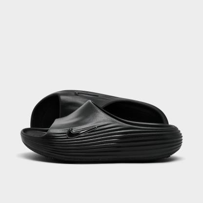 Women's Nithtke ReactX Rejuven8 Slide Sandals - Black/Black/Black - Left shoe facing left. Outside of the shoe.