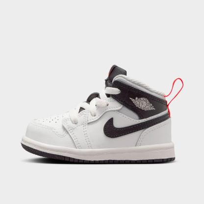 Kids' Toddler Air Jordan Retro 1 Mid Casual Shoes - Summit White/Infrared 23/Neutral Grey/Black - view 1