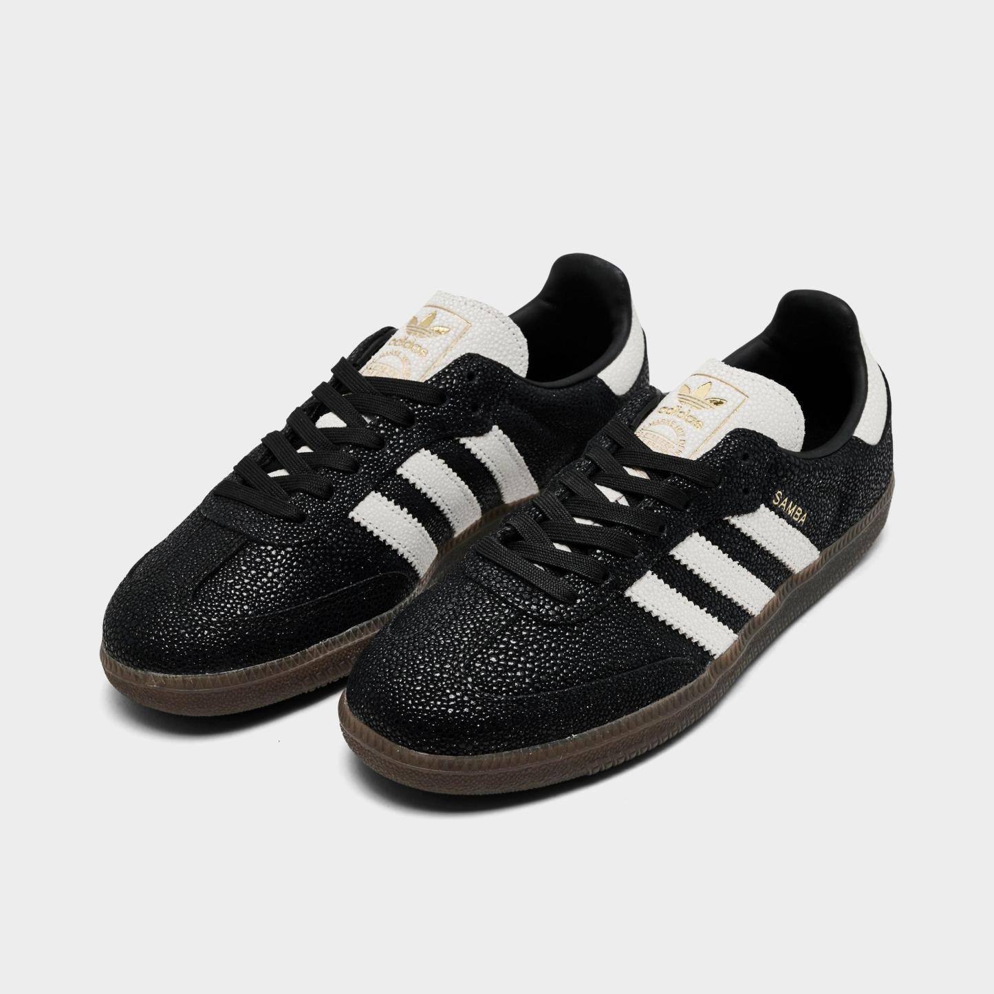 Women's adidas Originals Samba OG Casual Shoes - Part 6 - Core Black/Cloud White/Gum - Both shoes facing left