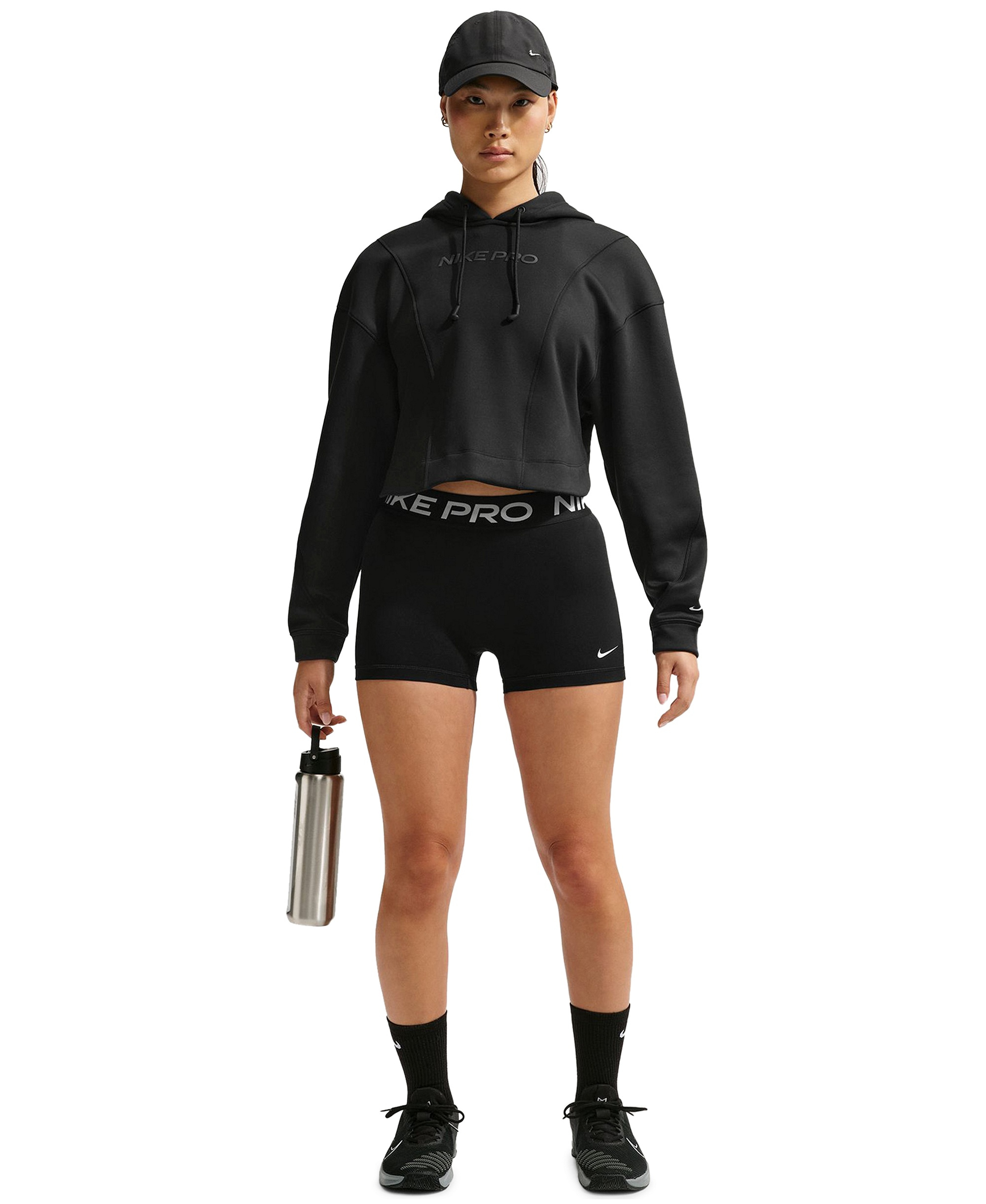 Nike Women's Mid-Rise Biker Shorts - Black/Pink Rise/white