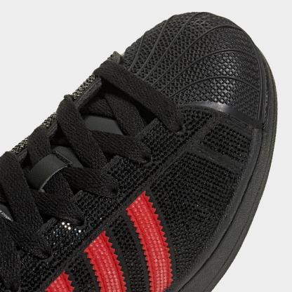 Women's adidas Originals Superstar II Casual Shoes - Core Black/Better Scarlet/Silver Metallic - Detail shot