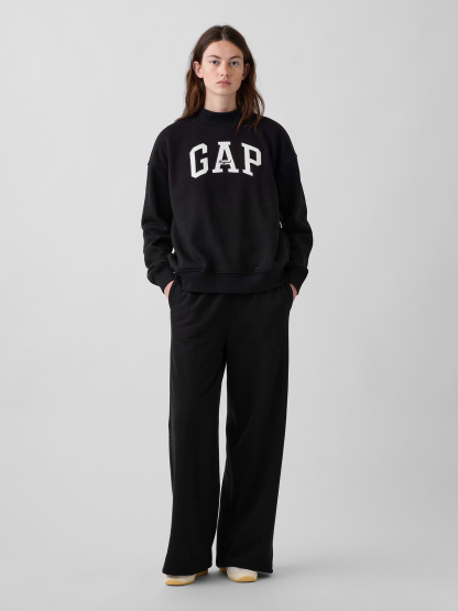VintageSoft Oversized Mockneck Logo Sweatshirt - Black