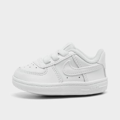 Infant Nithtke Air Force 1 Crib Casual Shoes - White/White - Left shoe facing left. Outside of the shoe.