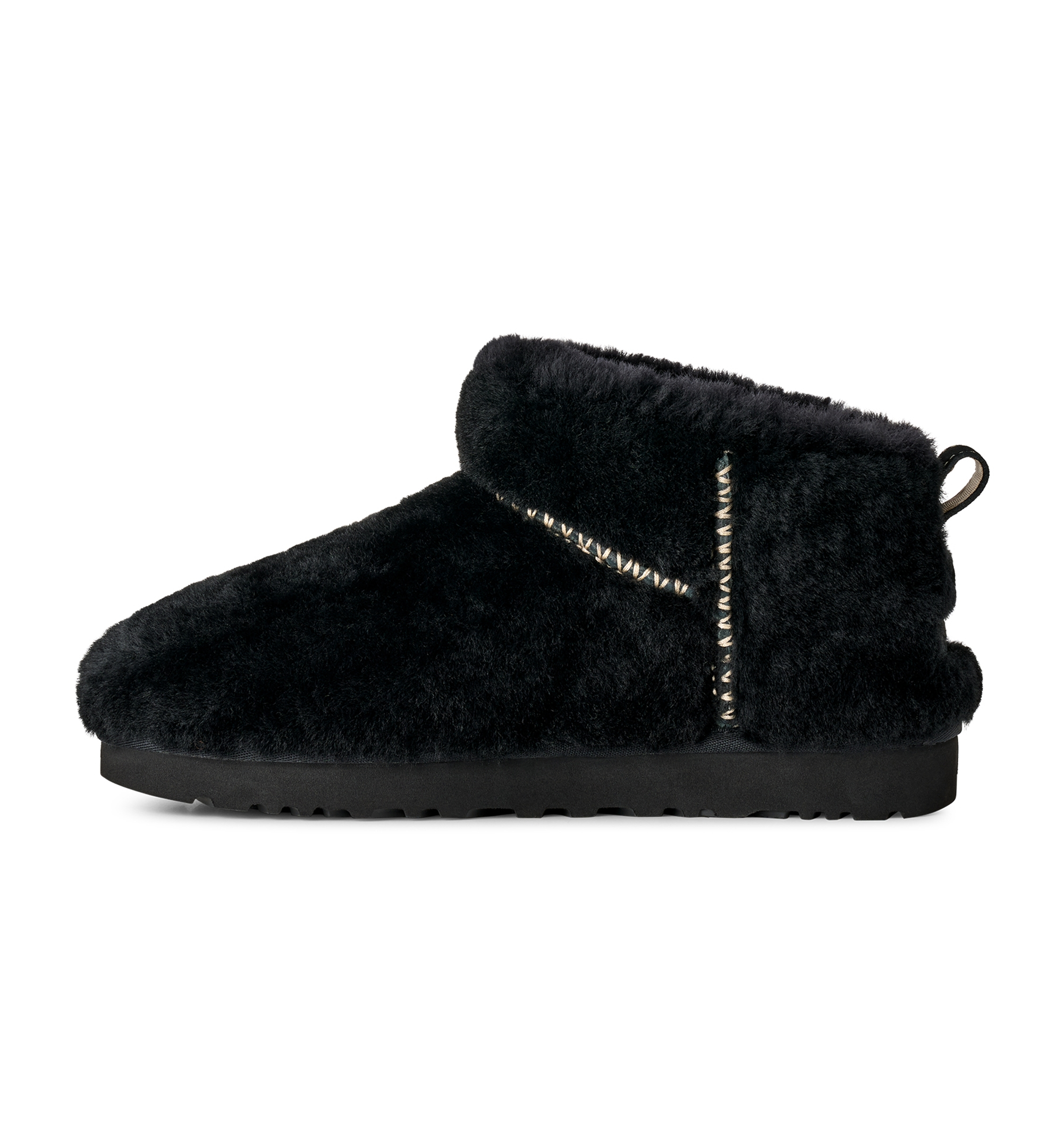 UGG® Women's Classic Ultra Mini Fluffed Round Toe Booties - Black