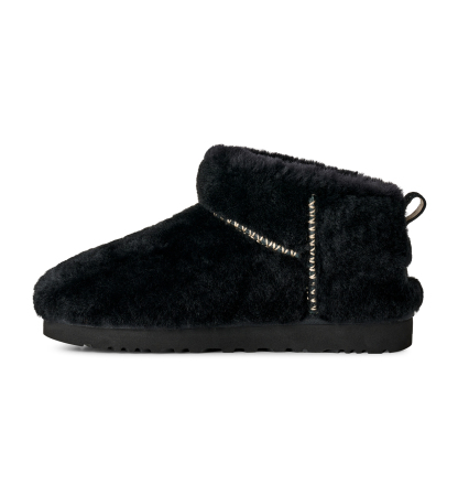 UGG® Women's Classic Ultra Mini Fluffed Round Toe Booties - Black
