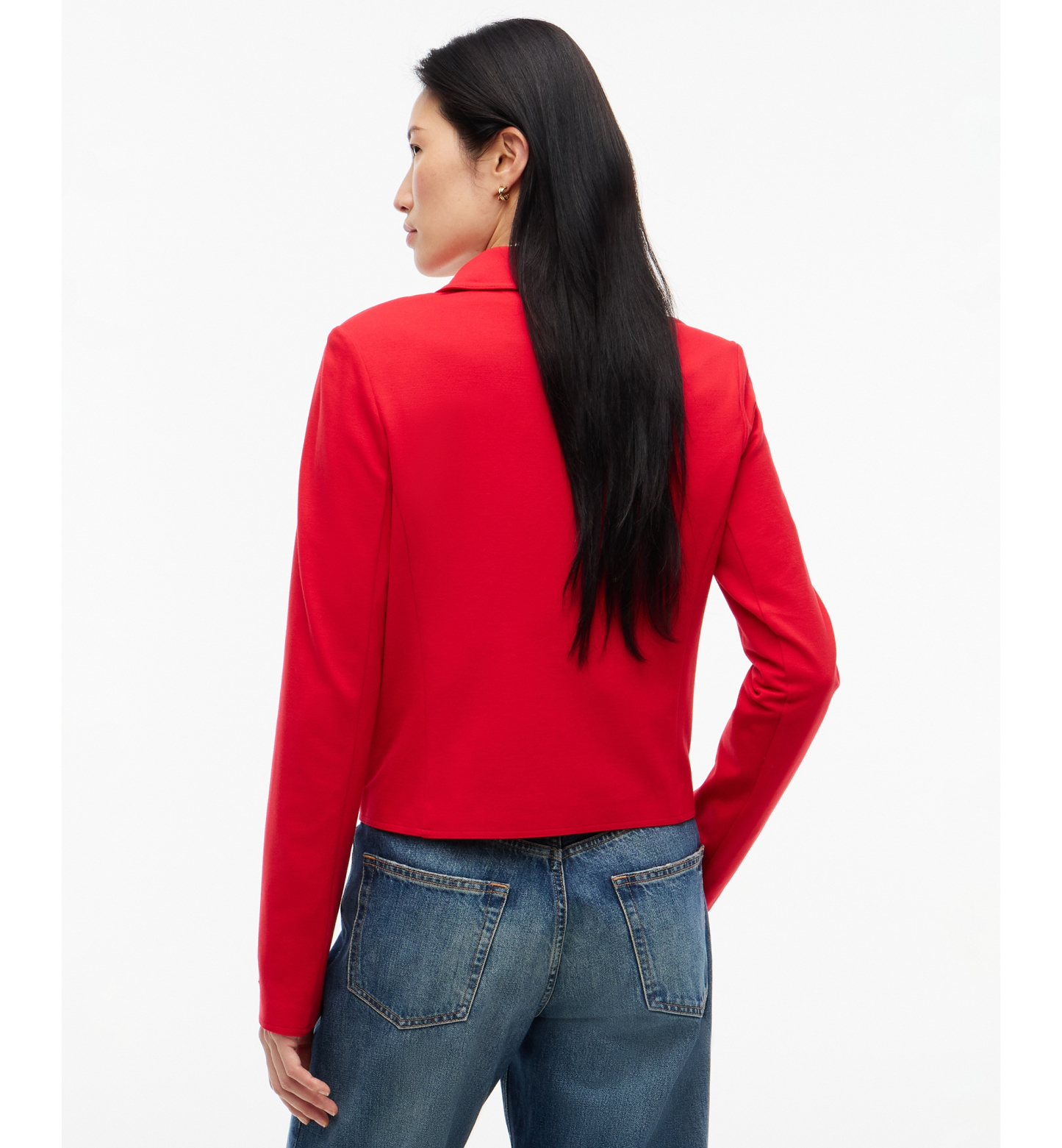 Tommy Hilfiger Women's Ponte Knit Band Collar Jacket - Primary Red