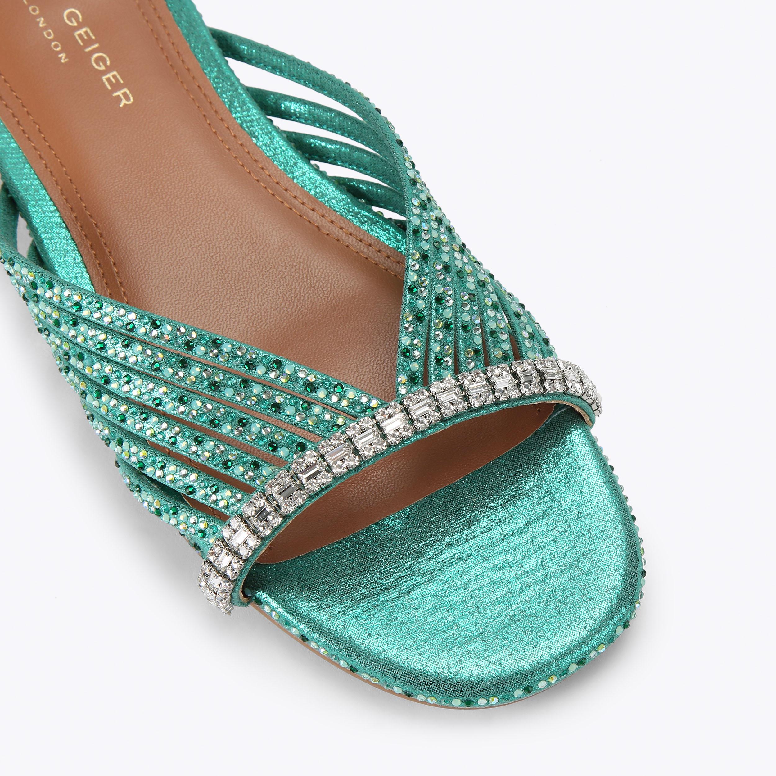 Kurt Geiger London Crystal Strap Flat Mule - Green - view 5