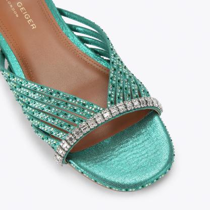 Kurt Geiger London Crystal Strap Flat Mule - Green - view 5