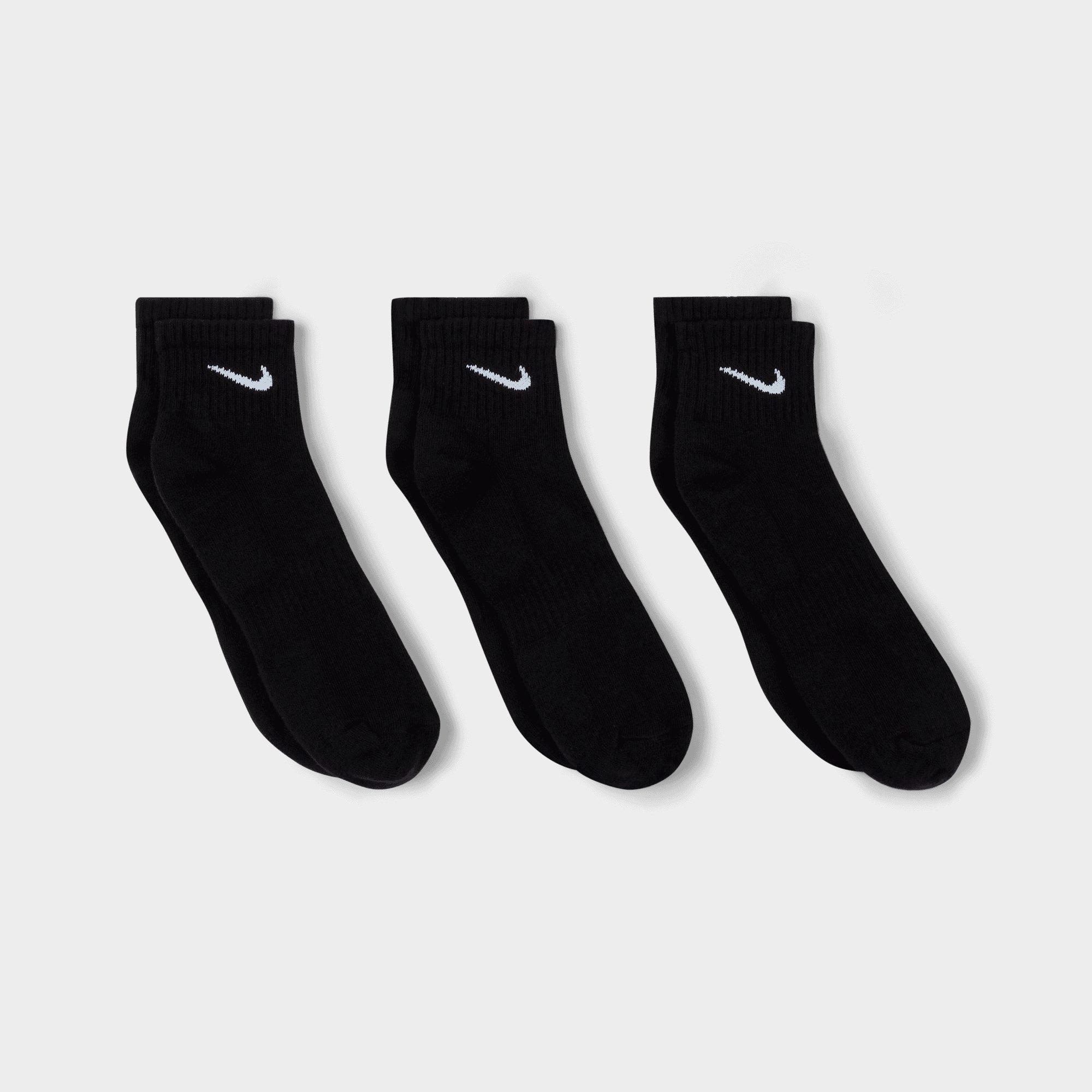 Nithtke Everyday Cushioned Training Ankle Socks (3-Pack) - Black/White