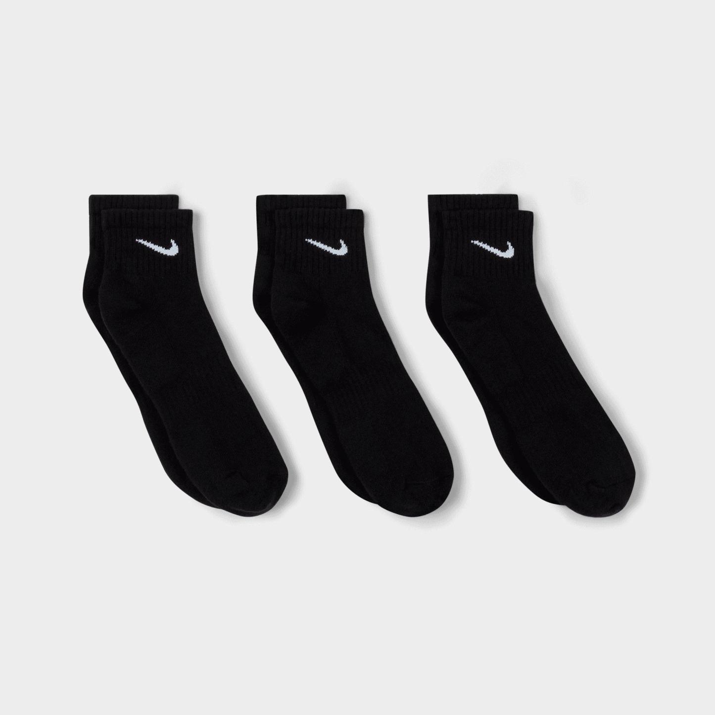 Nithtke Everyday Cushioned Training Ankle Socks (3-Pack) - Black/White