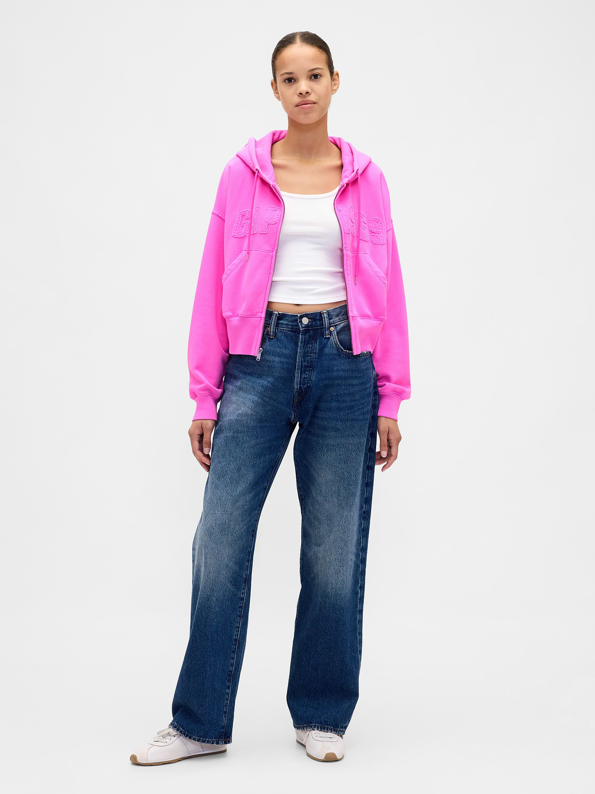 VintageSoft Wedge Zip Hoodie - New sugar plum neon pink