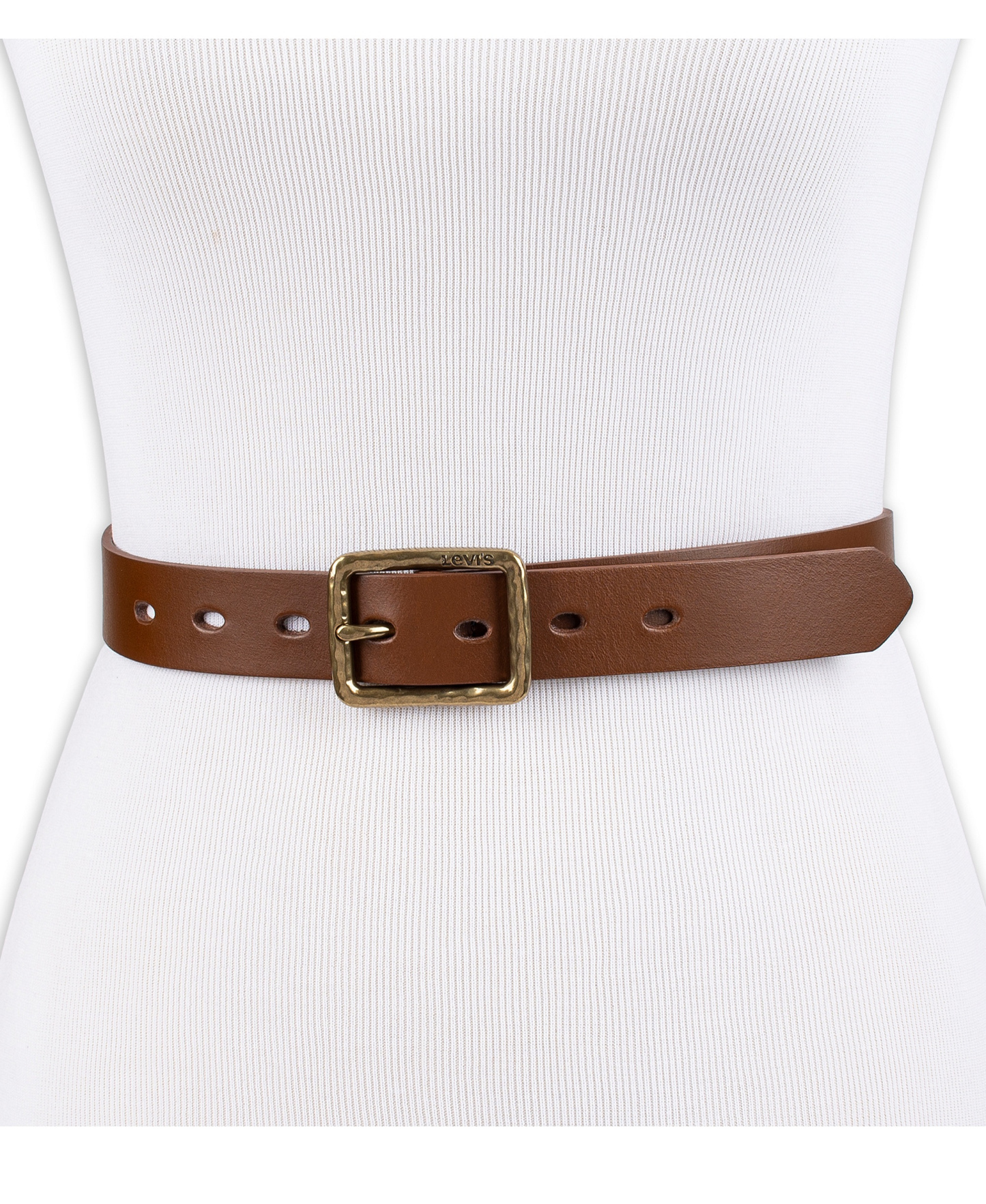 Levi's Women's Hammered Center Bar Buckle Casual Leather Belt - Tan