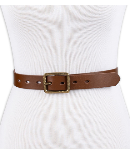 Levi's Women's Hammered Center Bar Buckle Casual Leather Belt - Tan