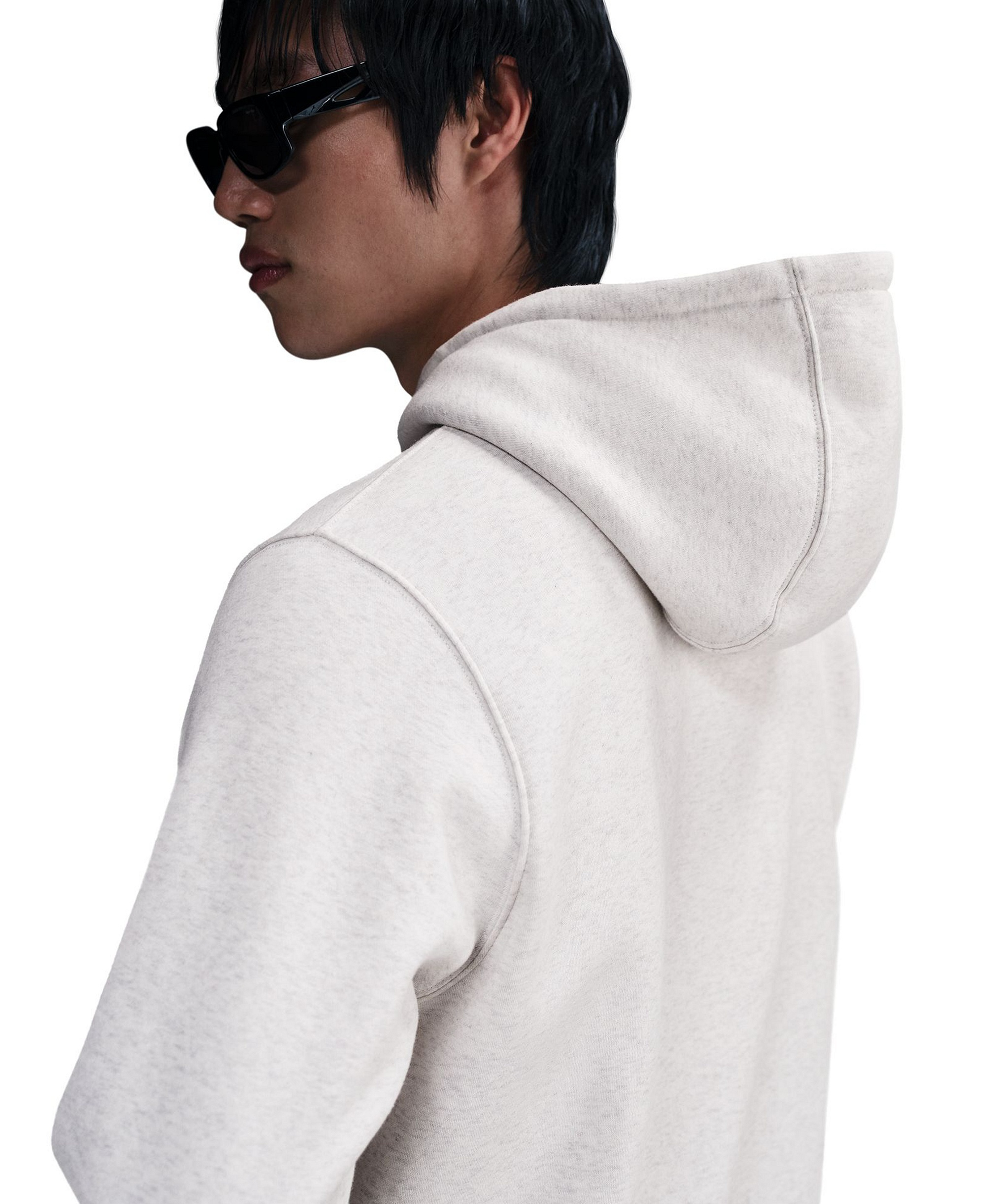 Nike Men's Club Pullover Fleece Hoodie Logo - Birch Heather/White