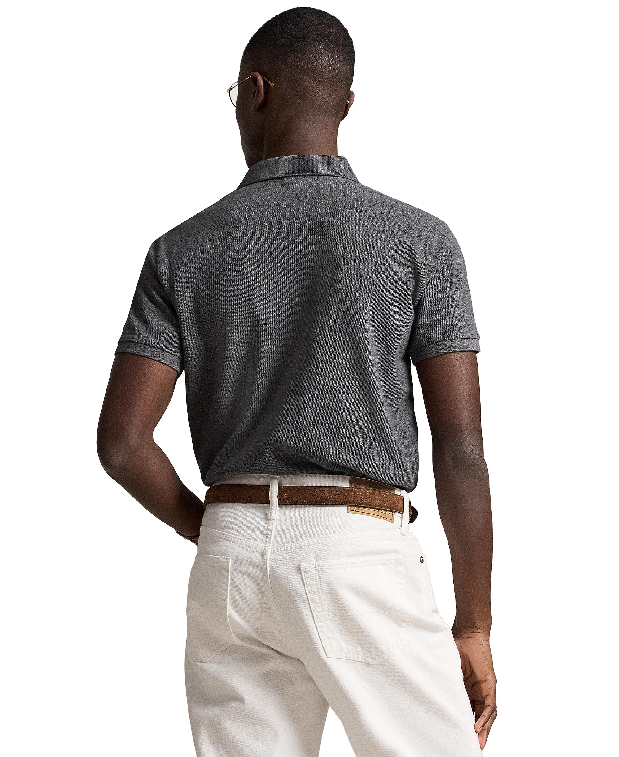 Polo Ralph Lauren Men's Custom Slim-Fit Mesh Polo Shirt - Medium Flannel Heather