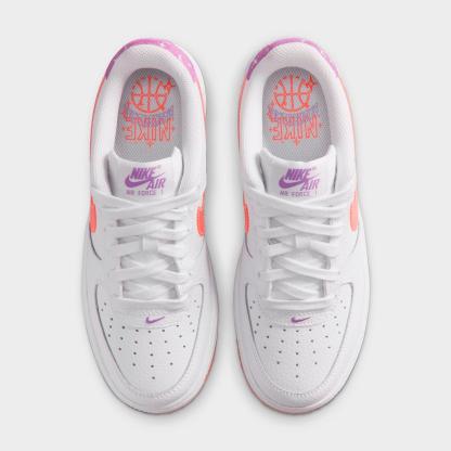 Big Kids' Nithtke Air Force 1 Low Casual Shoes - White/Turf Orange/Bright Violet - Top view
