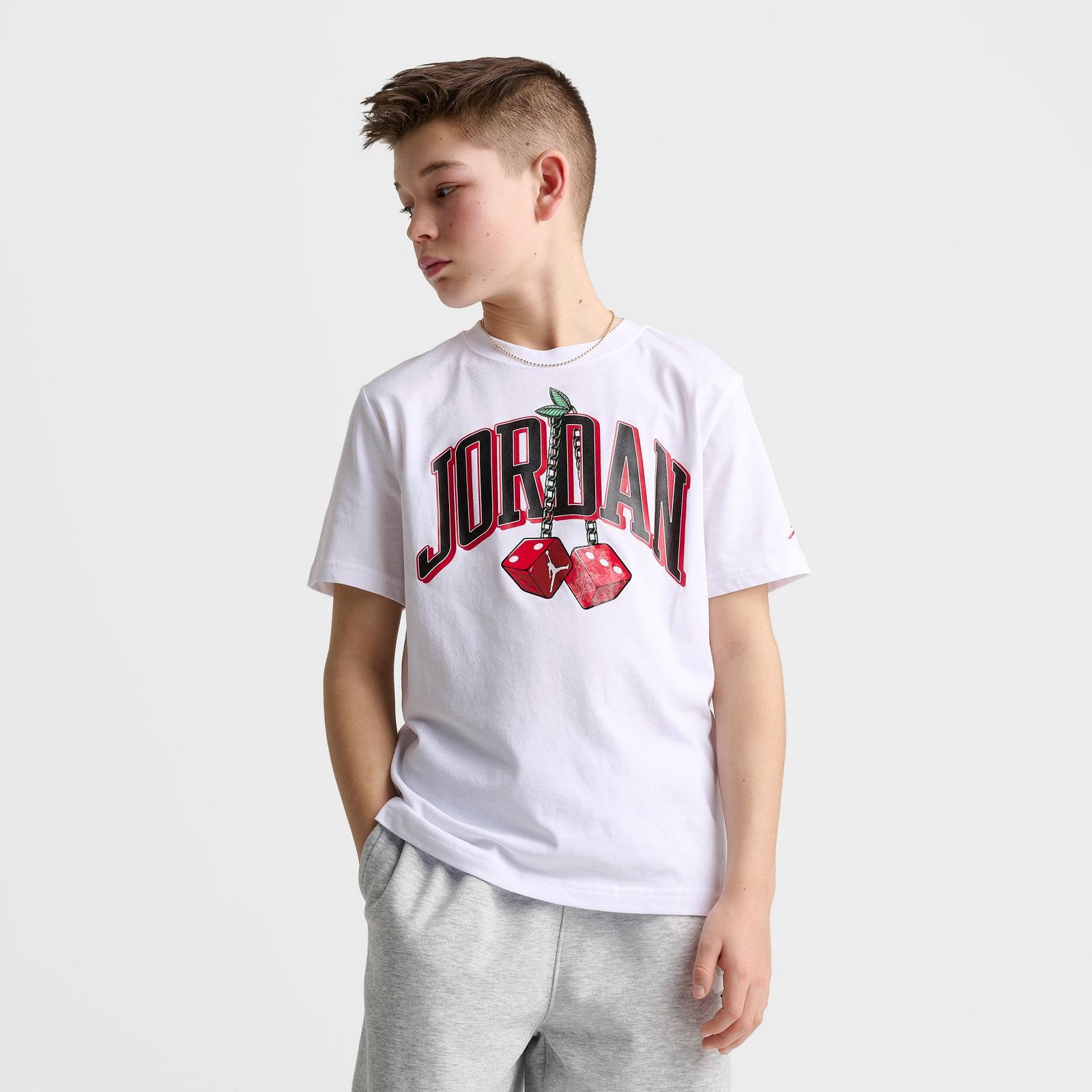 Big Kids' Jordan AJ13 Cherry Dice T-Shirt - White - view 3