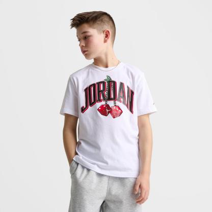Big Kids' Jordan AJ13 Cherry Dice T-Shirt - White - view 3