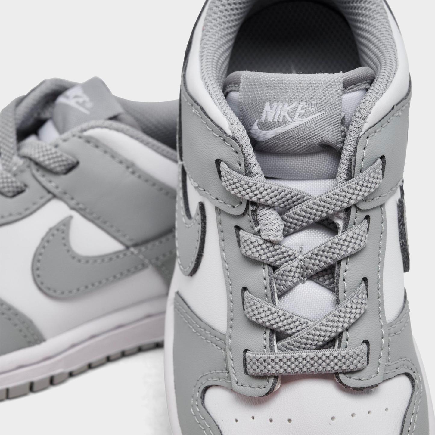 Kids' Toddler Nithtke Dunk Low Casual Shoes - White/Light Smoke Grey - Detail shot