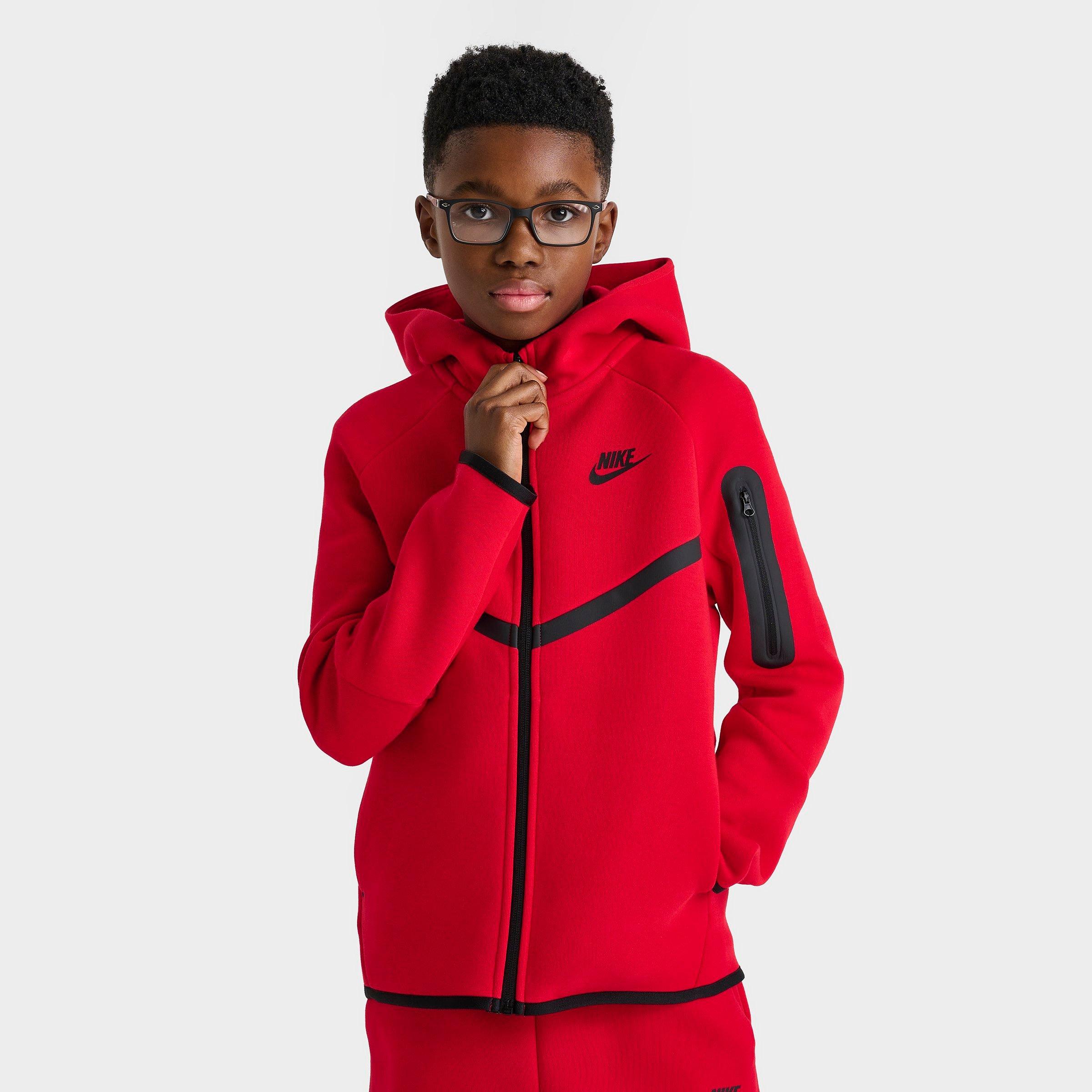 Big Kids' Nithtke Sportswear Tech Fleece Full-Zip Hoodie - University Red