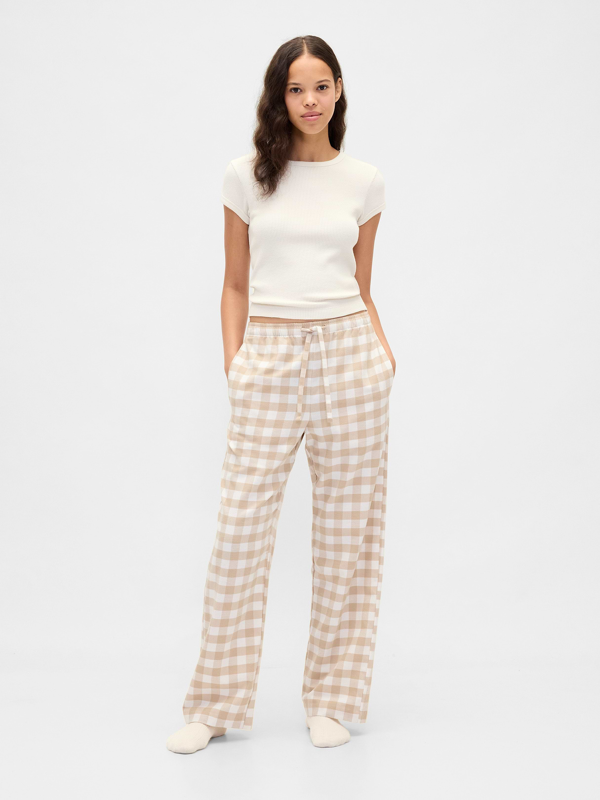 Adult Softest Flannel PJ Pants - Beige gingham