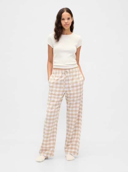 Adult Softest Flannel PJ Pants - Beige gingham