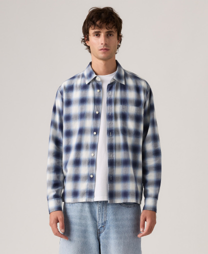 Levi's Men's Duboce Boxy Regular-Fit Overshirt - Blue/White