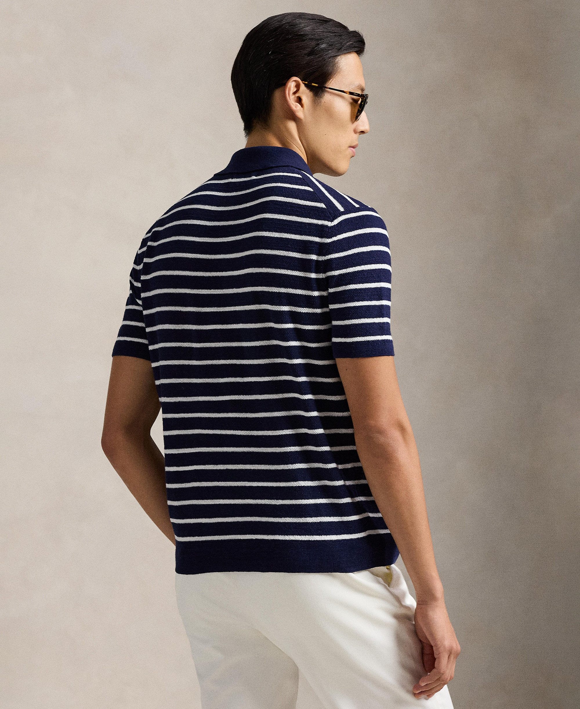 Polo Ralph Lauren Men's Short-Sleeve Polo Collar Sweater - Bright Navy Combo
