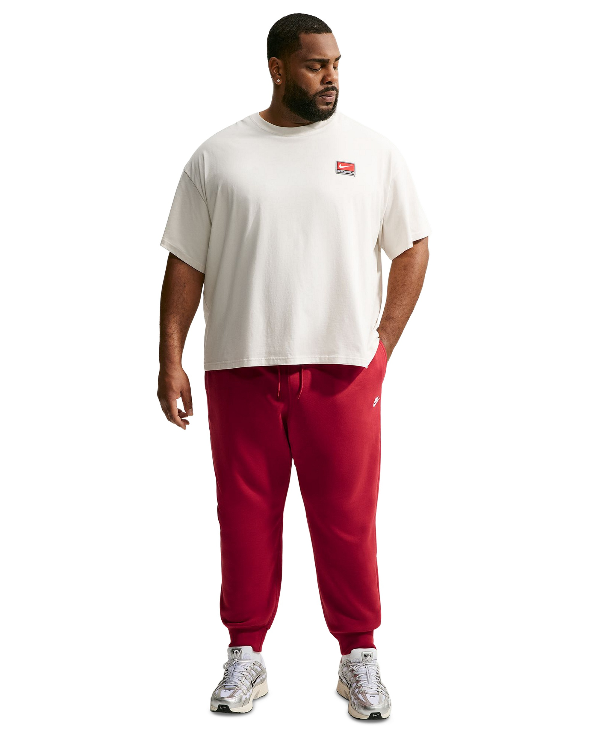 Nike Men's Sportswear Club Drawstring Jogger Pants - Tough Red/White