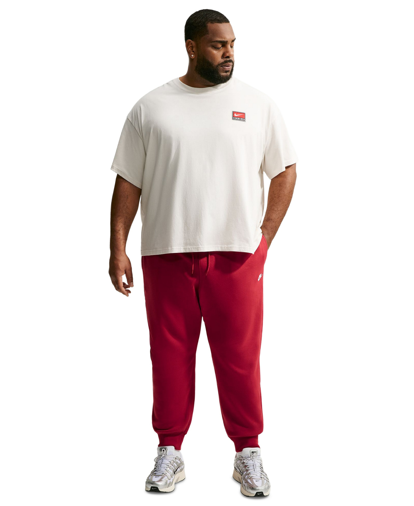 Nike Men's Sportswear Club Drawstring Jogger Pants - Tough Red/White