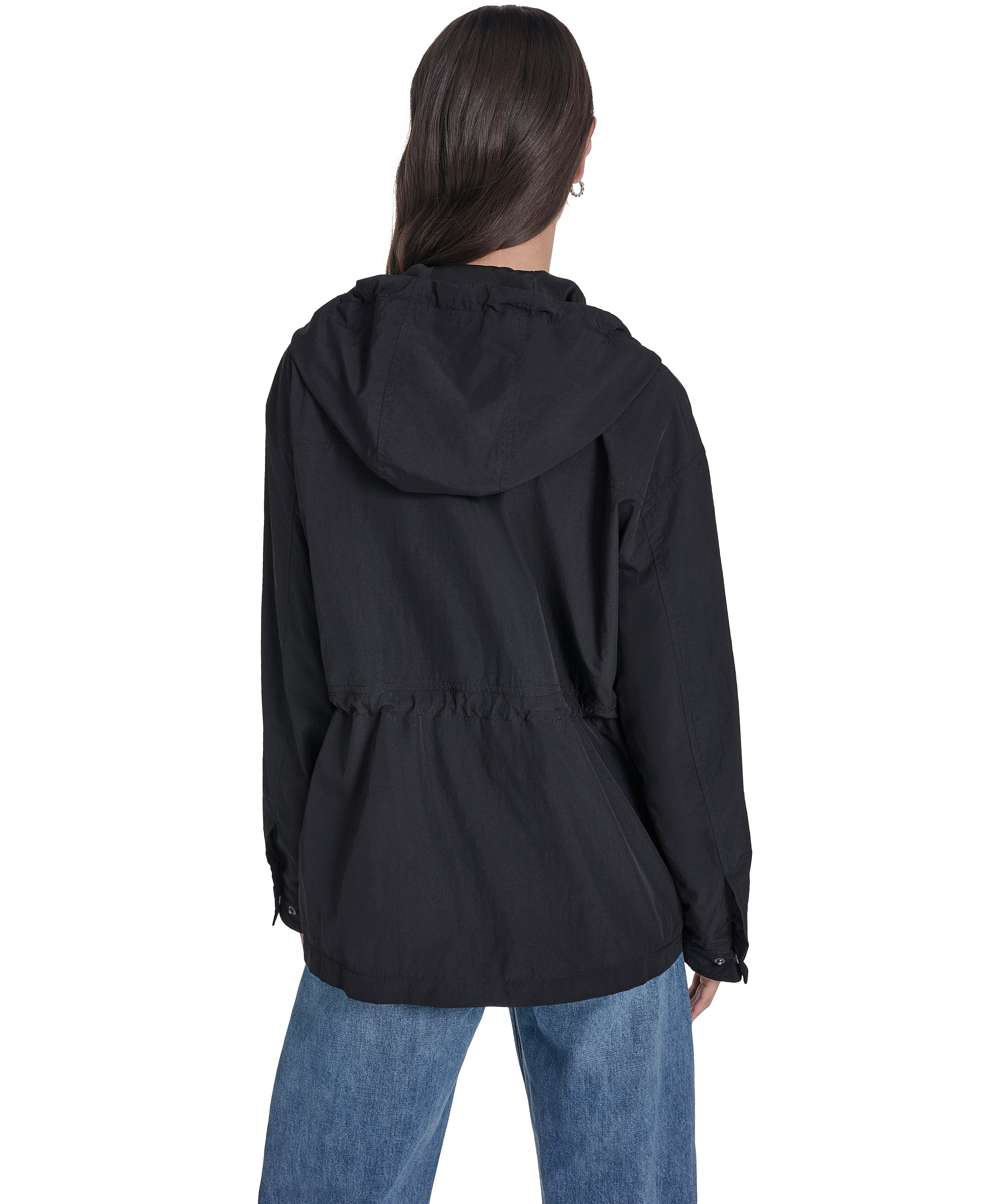 Levi's Women's Cinch-Waist Hooded Rain Anorak Jacket - Black
