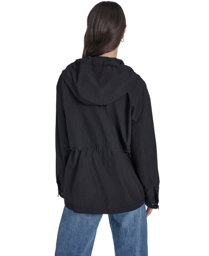 Levi's Women's Cinch-Waist Hooded Rain Anorak Jacket - Black