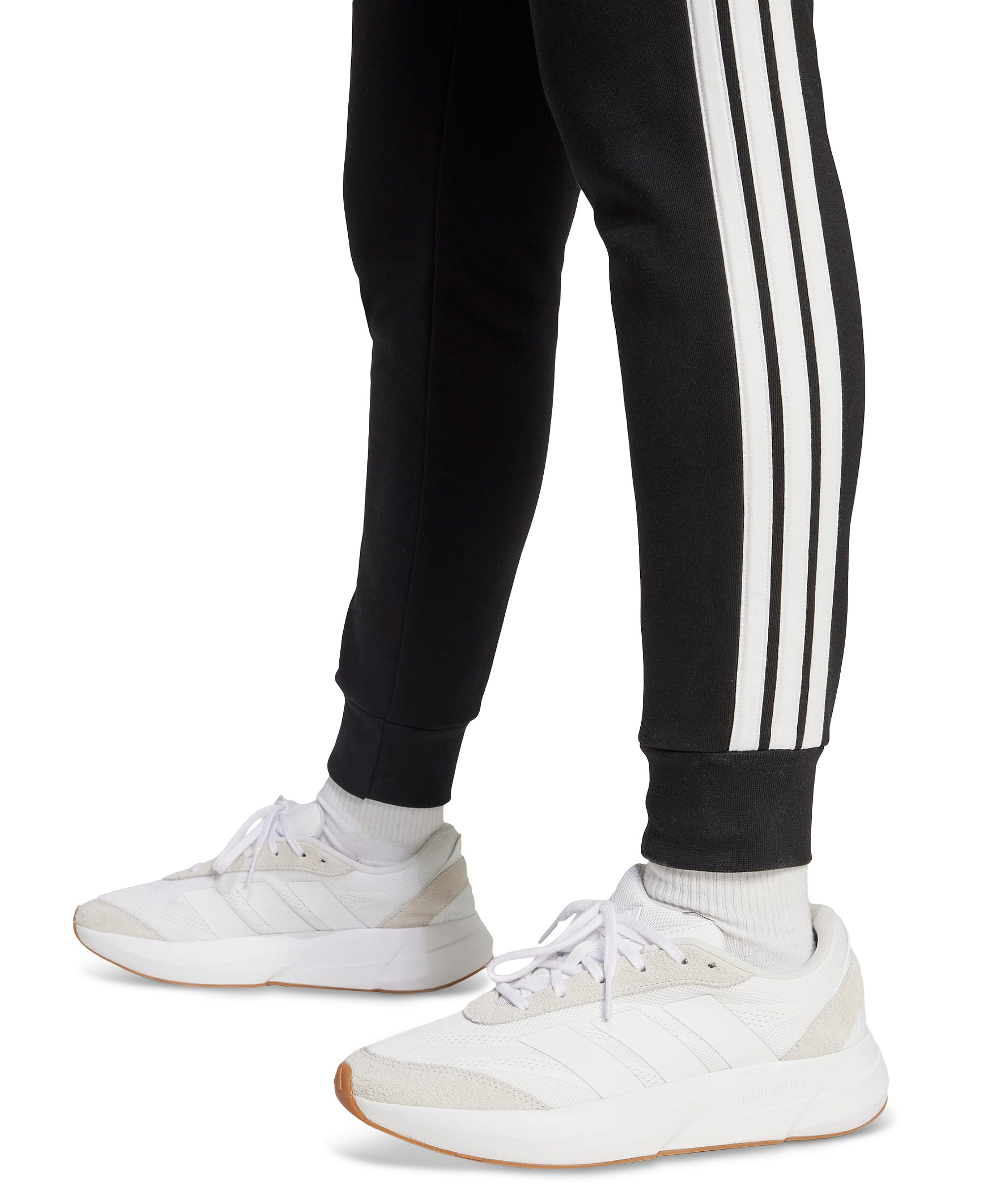 adidas Women's Essentials Three Stripes Fleece Slim Pants - Black/White