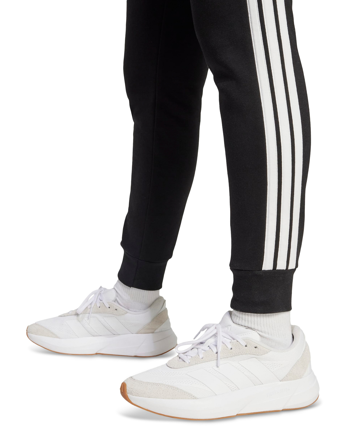 adidas Women's Essentials Three Stripes Fleece Slim Pants - Black/White