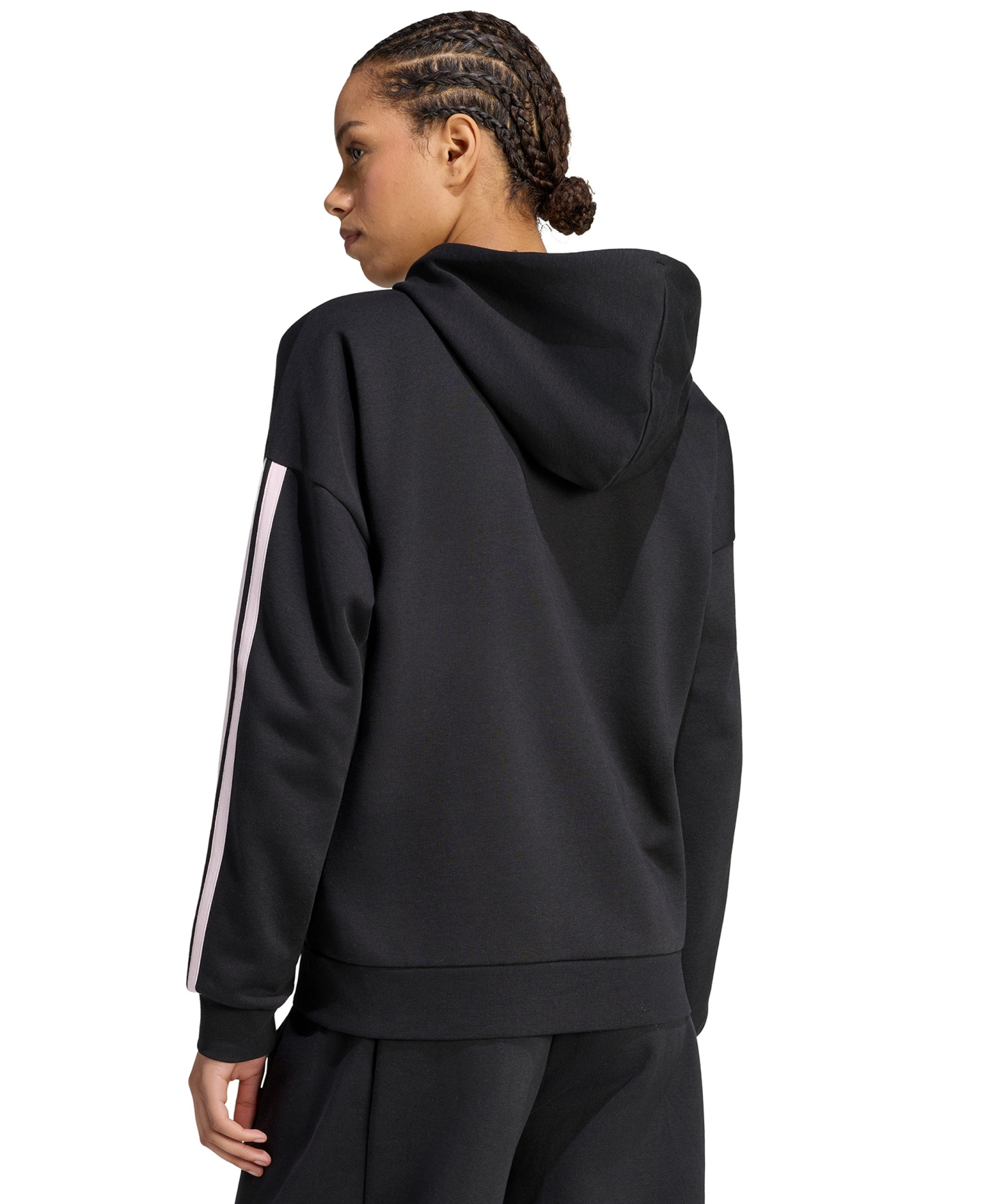 adidas Women's 3-Stripe Fleece Full-Zip Hoodie - Black/clear Pink