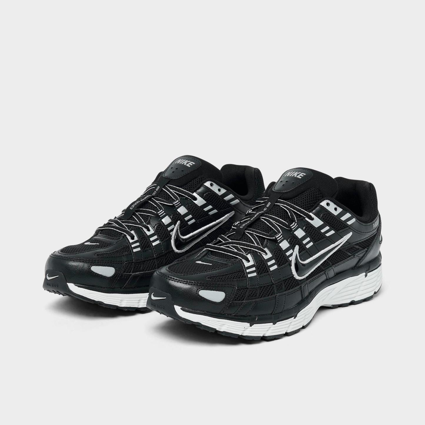 Men's Nike P-6000 Casual Shoes - Black/White/Metallic Silver/Black