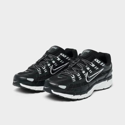 Men's Nike P-6000 Casual Shoes - Black/White/Metallic Silver/Black