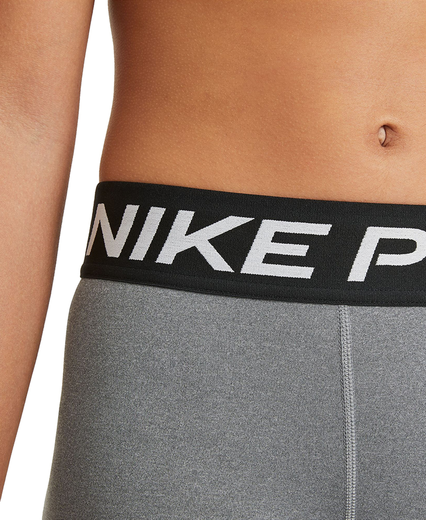 Nike Girls' 7-16 Pro Elastic Waist 3" Shorts - Carbon Heather Gray