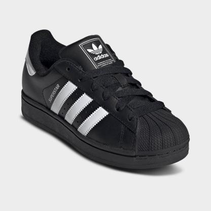 Big Kids' adidas Originals Superstar II Casual Shoes - Black/White - Both shoes facing left