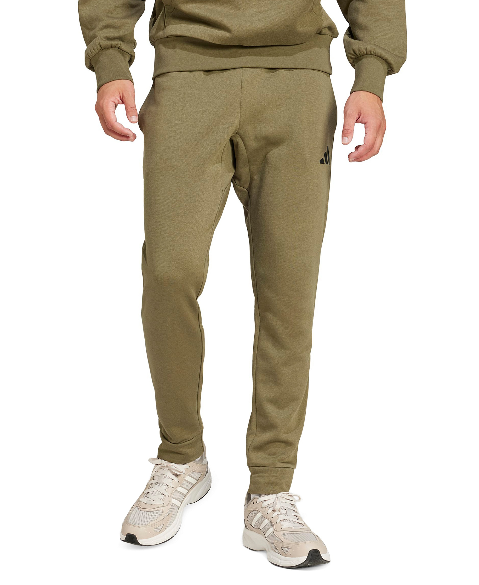 adidas Men's Essentials Feel Cozy Fleece Pants - Olive Strata/Black