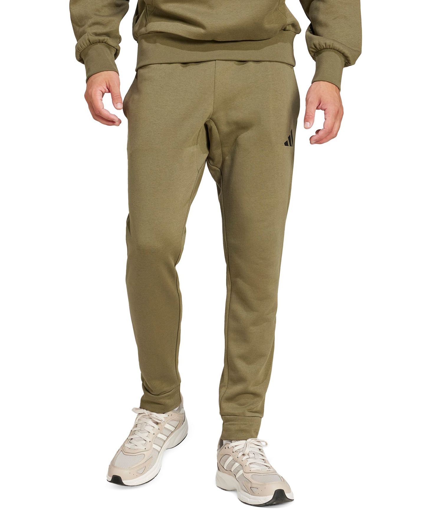 adidas Men's Essentials Feel Cozy Fleece Pants - Olive Strata/Black