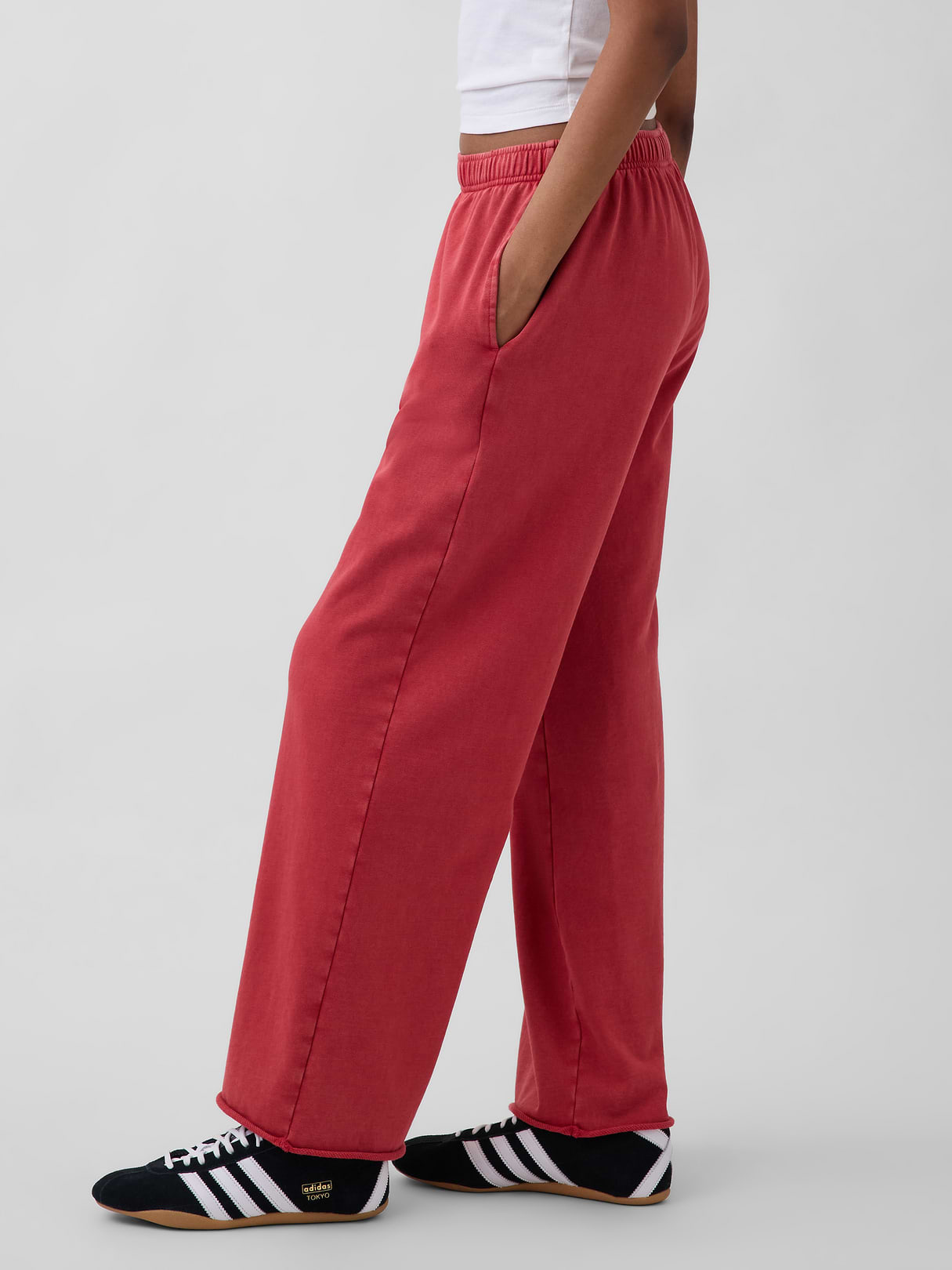 Mid Rise VintageSoft Terry Loose Sweatpants - Chakra red