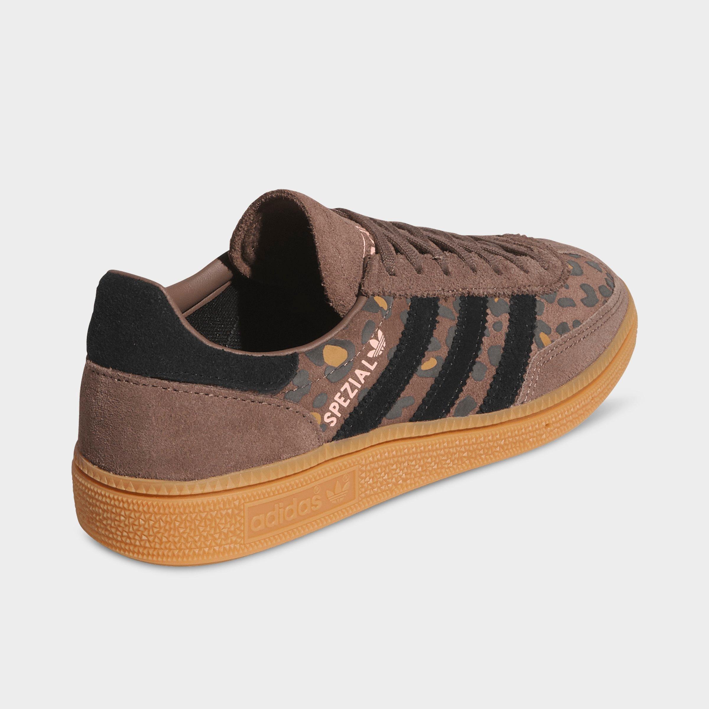 Big Kids' adidas Originals Handball Spezial Casual Shoes - Part 1 - Earth Strata/Core Black/Glow Pink - Back view